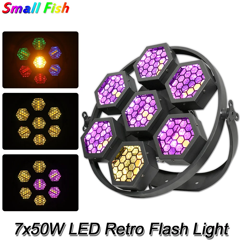 YUER 7x50W RGB Mini LED Retro Flash Light DJ Party Wash Of Strobe Lamp