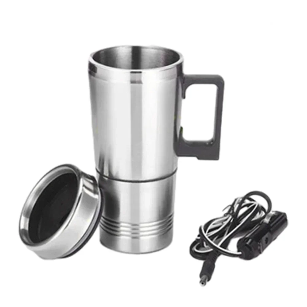 12V/24V Car Heating Cup 300ml Stainless Steel Electric Heating Car Kettle Milk Coffee Thermal Mug Water Warmer Insulation Bottle