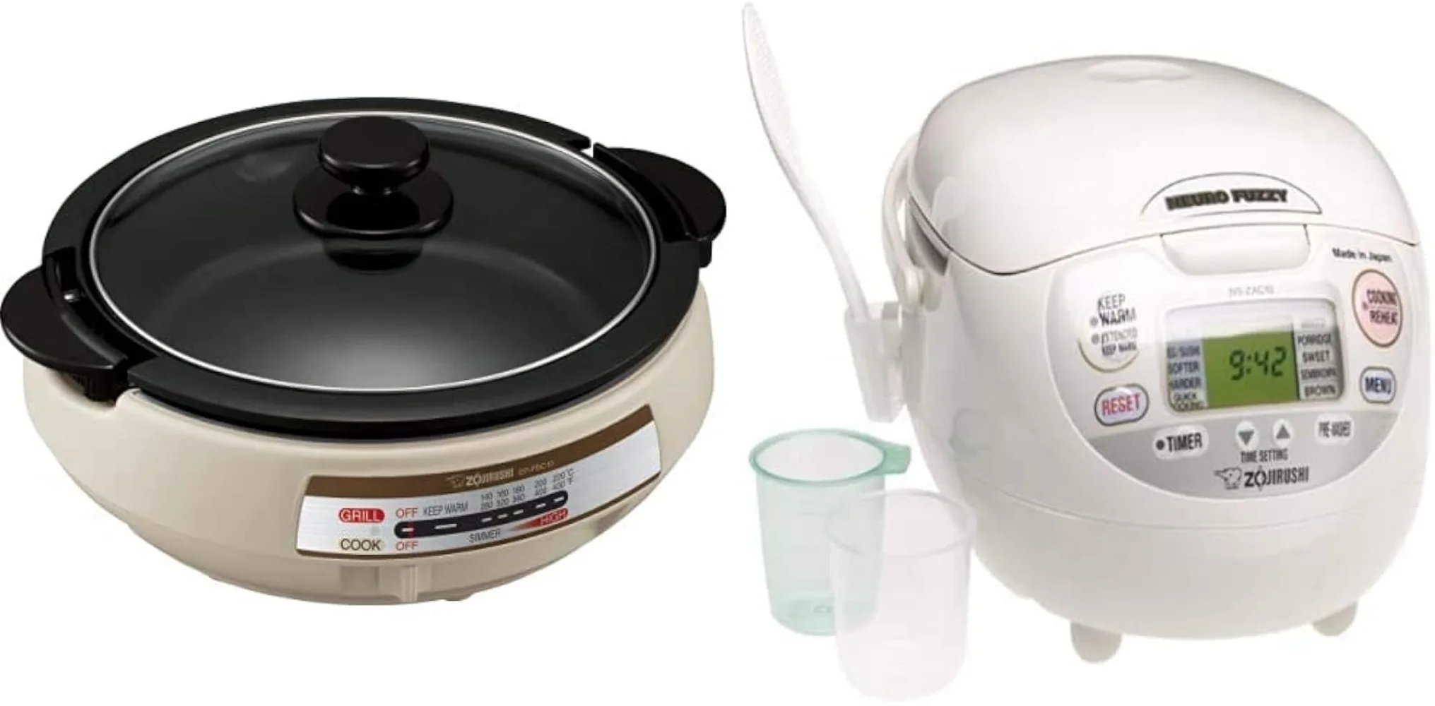 

EP-PBC10 Gourmet d'Expert Electric Skillet & NS-ZCC10 Neuro Fuzzy Rice Cooker, 5.5-Cup, White