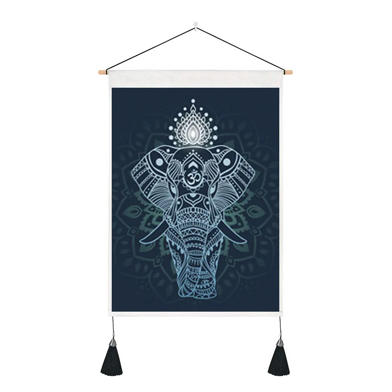 

Elephant Meditating Witchcraft Tapestry Bohemian Hippie Line Art Hanging Cloth Blanket Divination Astrology Wall Rugs Room Decor