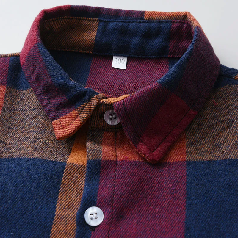 Spring Autumn Kids Boy Shirts T-Shirt Classic Plaid Casual Short-Sleeved for 1-6Y