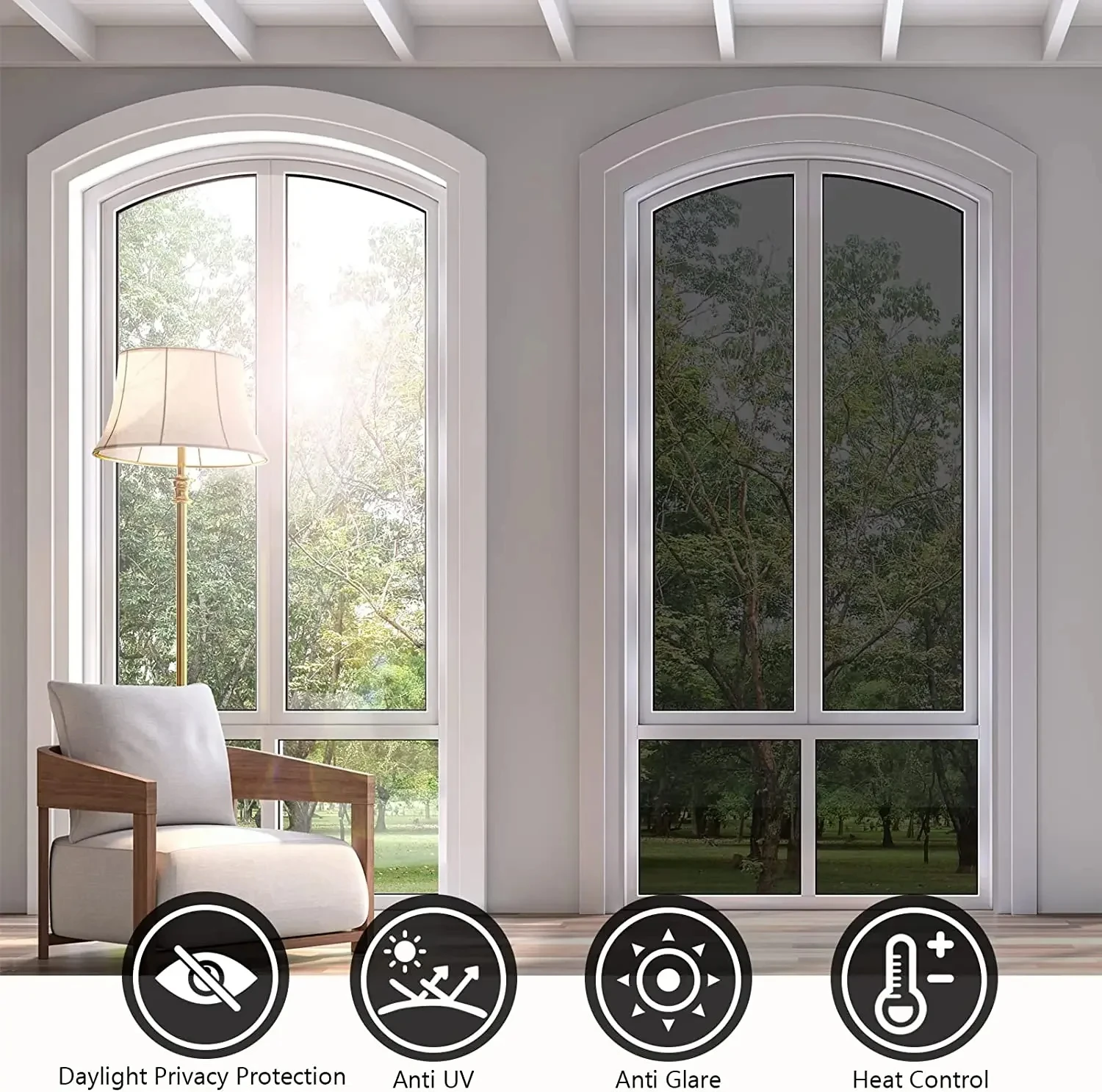 Window Film Adhesive Vinyl Window Film Anti Heat Light UV Car Vehicles Glass Stickers One Way Mirror For Home Privacy Protection Accessories