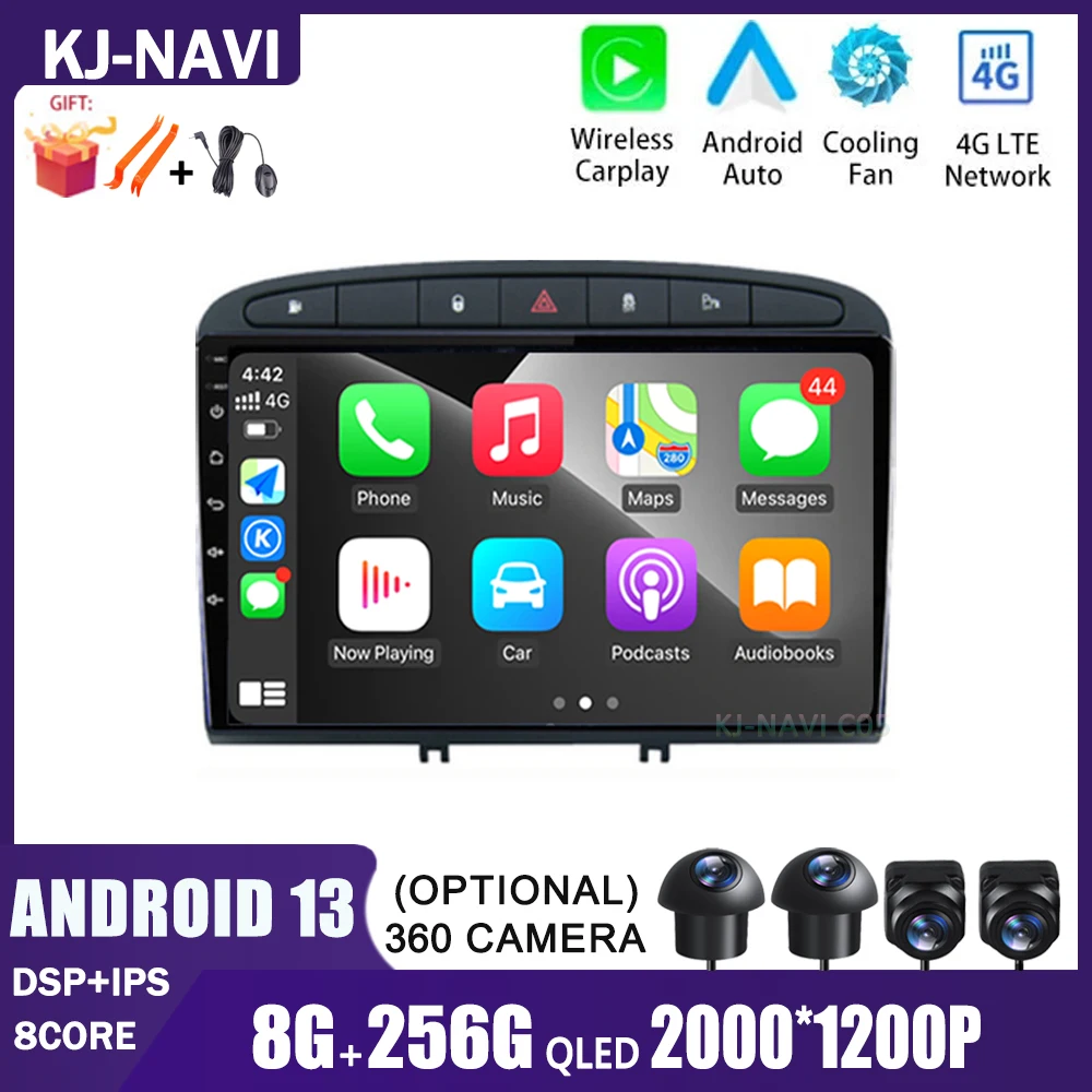 

Android Auto Car Radio Stereo For Peugeot 308 308SW 408 2012-2016 Multimedia Navigation GPS Wireless Carplay DSP RDS 4G WIFI BT