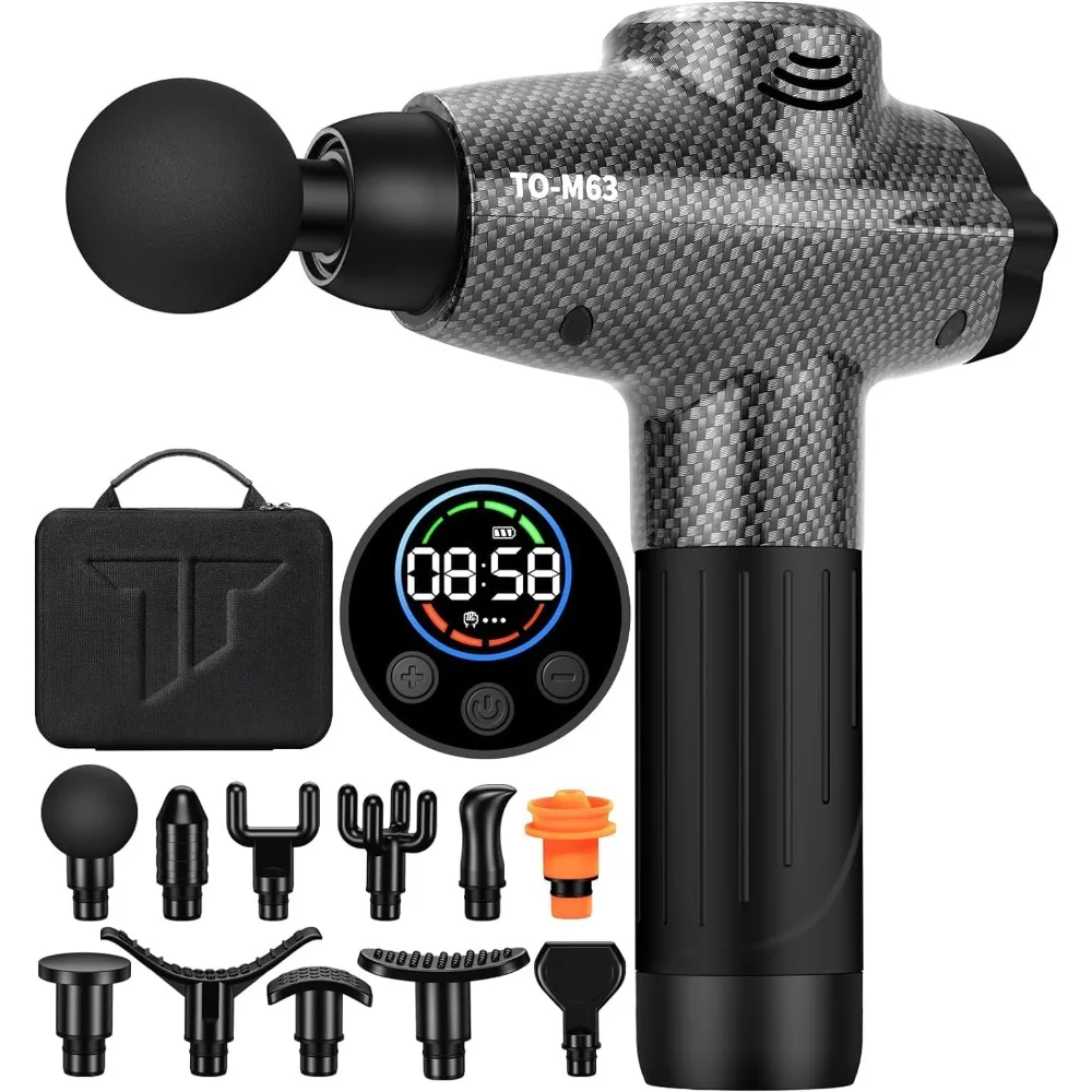 

Массажный пистолет для глубоких тканей, пистолет для массажа спины с 12 головками, перкуссионный массажный пистолет для облегчения боли, расслабления