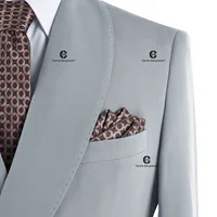 Cenne Des Graoom 2025 New Elegant Light Grey Men Suits Metal Side Release Buckle 2 Pieces Set High Quality Wedding Party Dinner 2