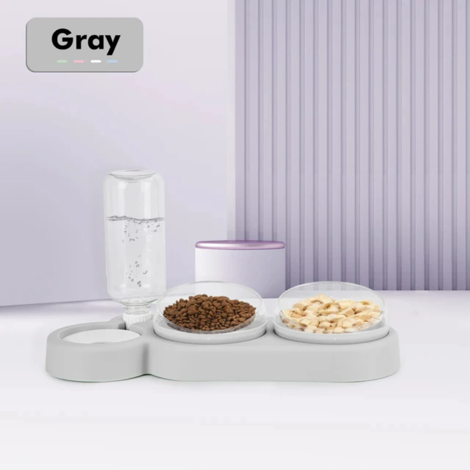 Automatic Food Cat Bowl 3 in 1 Cat Feeder Pet Drinker For Cats Water Storage Dispenser Double Bowl Raised Stand Container
