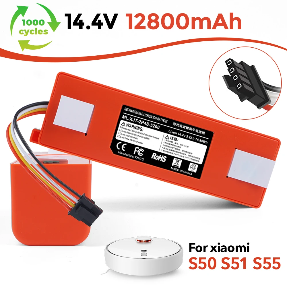 

BRR-2P4S-5200S 14.4V 12800mAh Robotic Vacuum Cleaner Replacement Original Battery For Xiaomi Roborock S55 S60 S65 S50 S51 S5 T4