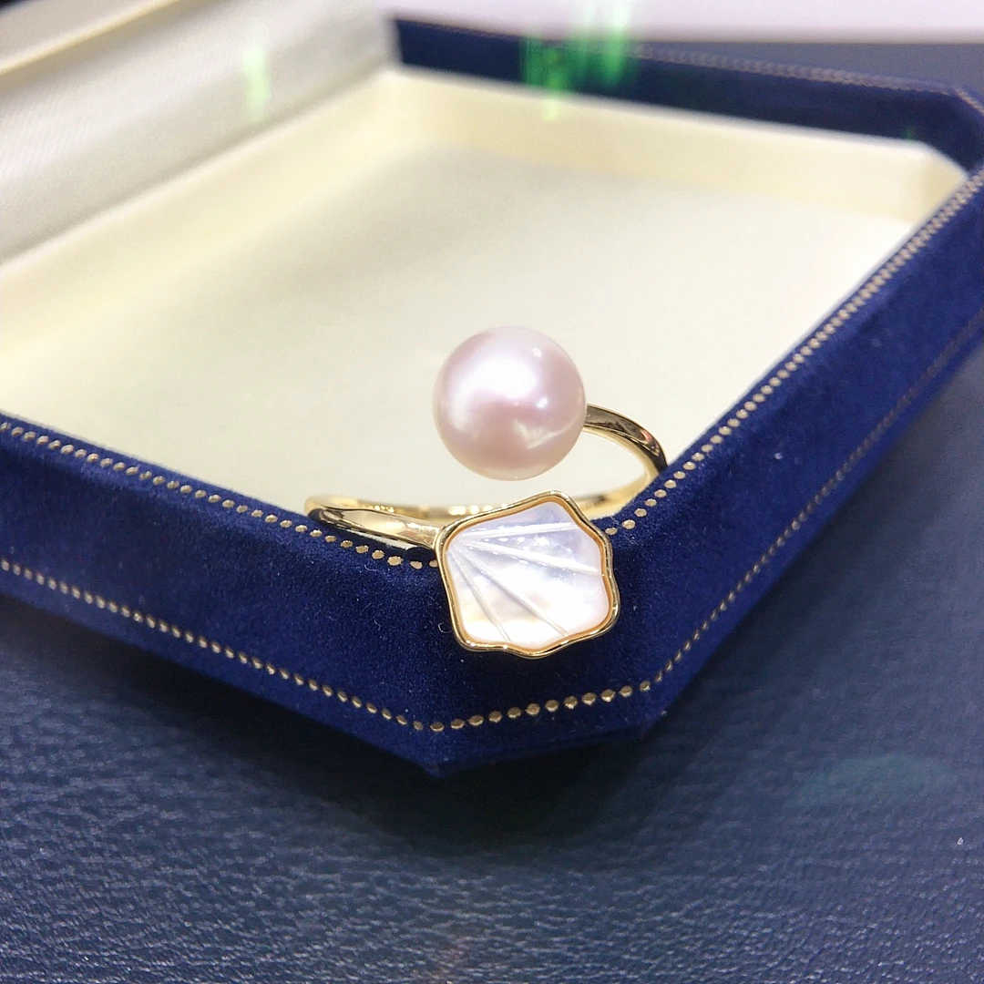 ZHBORUINI 2025 New Freshwater Pearl Jewelry Set 7-8mm Shell Shaped Pendant Earring Ring for Women Elegant Gift 2025 New Arrivals 5