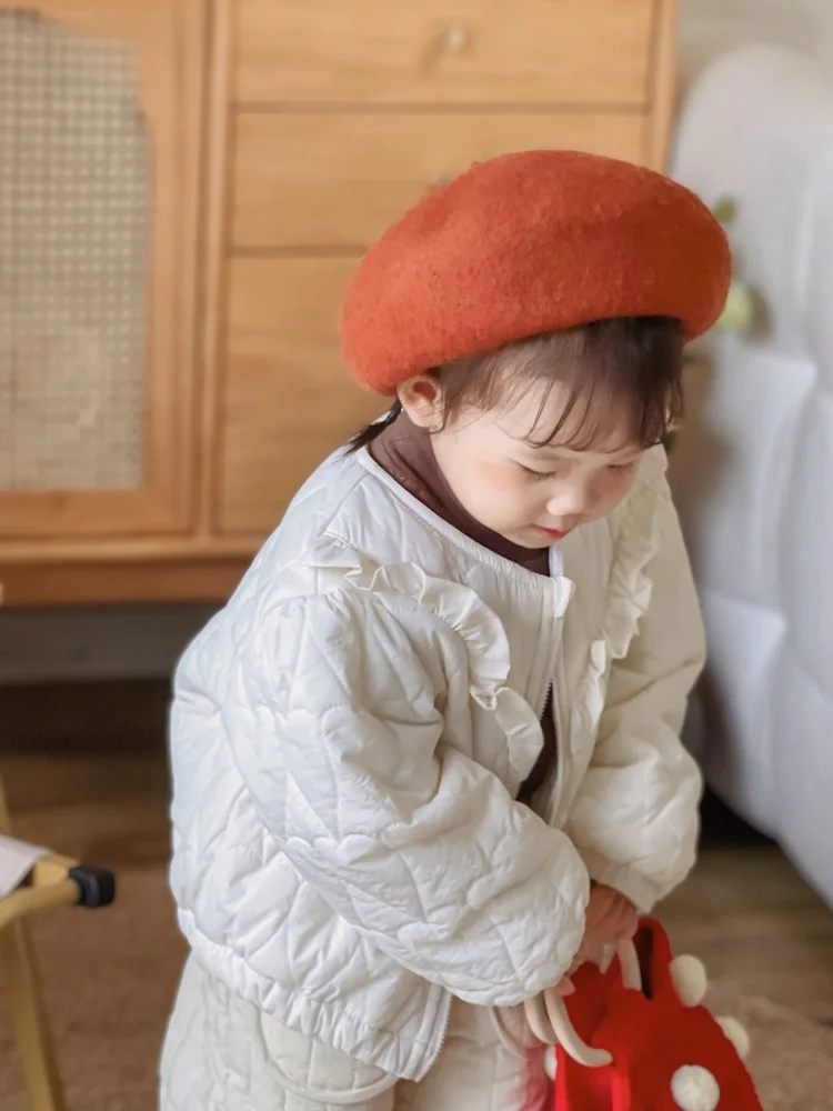 바파누 겨울용 두꺼운 면 재킷 (여아용) 지퍼 여밈 한국 스타일 오픈 가디건 따뜻한 폴리에스터 안감 코트