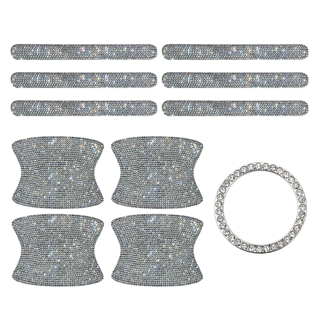 Bing Car Kit Car Door Handle Protector Shiny Rhinestones Scratch-Resistant Stickers Door Cup Handle Car Interior Accessories