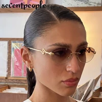 Classique Sans Monture Ovale Punk lunettes de Soleil Femmes 2026 De Luxe Designer Métal Serpent Photochromique Lunettes de Soleil pour Dames Sans Cadre Nuances 1