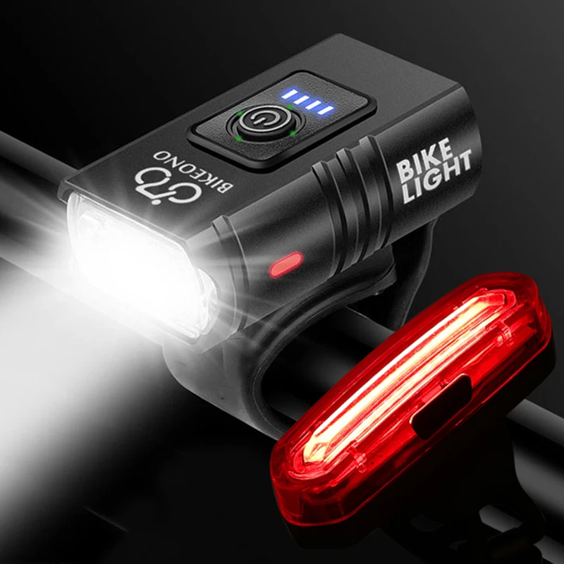 Kit Feux Avant Et Arrière VTT/LED Rechargeables USB - T6 Torche Vélo - Swordfish - Neuf