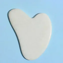 Exquisite Jade Gua Sha Facial Massage Tool - Revitalizing Eye and Skin Care Spa Stone (Love White)