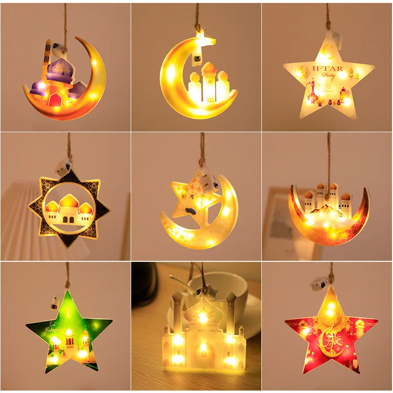 Guirlande lumineuse Led en forme d'étoile et de lune, décoration pour le  Ramadan Kareem, Eid Mubarak, cadeau pour fête al-fitr Eid