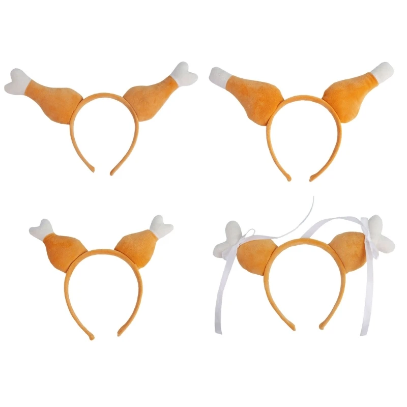 Cartoon Turkey Leg Hairhoop Lovely Hairband Novelty Cosplay Props Headdress Family Gathering Accessories cloth infant toys plush family member hand role play story telling toy cartoon hand parent child interactive toys