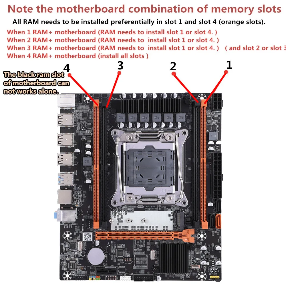 X99HD3 X99 D3 Motherboard LGA 2011 V3 USB2.0 SATA3 Support REG ECC Memory and Xeon E5 Processor 4*DDR3 Memory