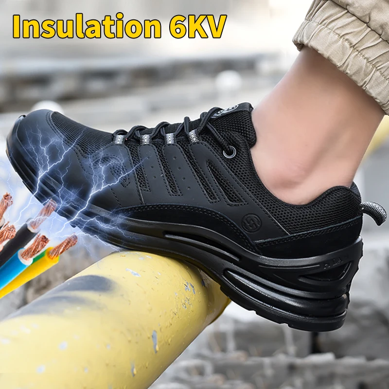 Breathable Work Safety Shoes Anti-smashing Steel Toe Cap Men Working shoes Construction Indestructible Work Sneakers