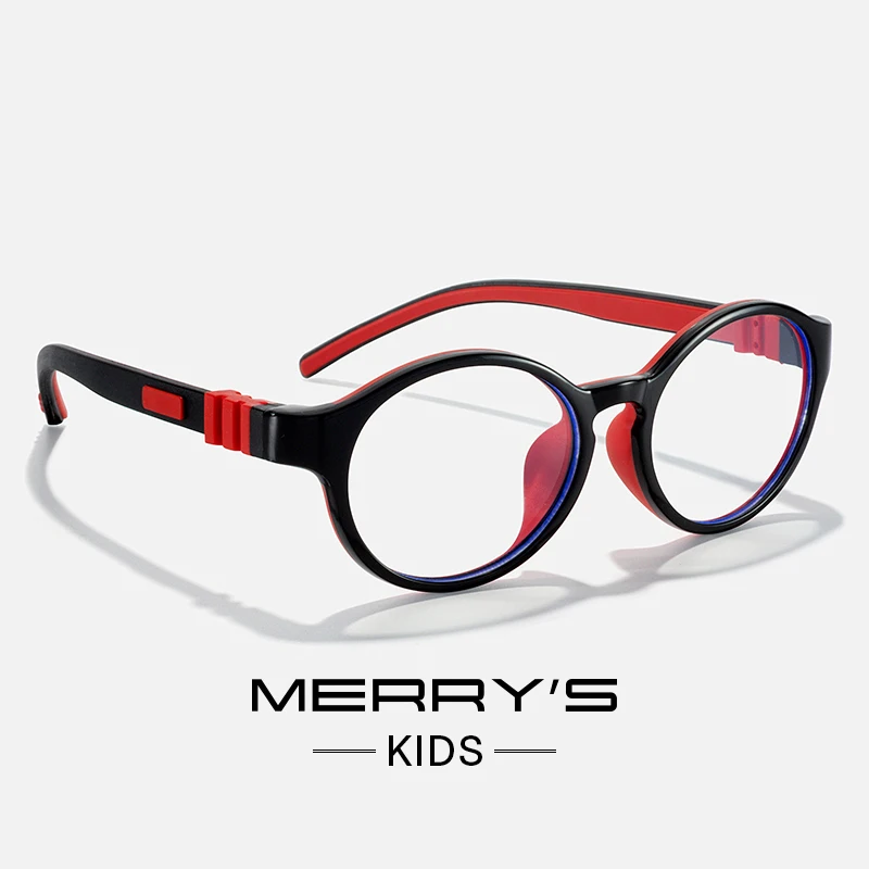 Kids Glasses Optical Spectacle Frames MERRYS DESIGN Kids Round Silicone Flexible Glasses Frame For Boy Girl Ultralight Optical Eyeglasses With Sports Strap S7013