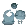 6pcs Baby Bowl & DishwareChildren's Silicone Dish Suction Cup Bowl Spoon Placemat Set Cartoon Tableware 6