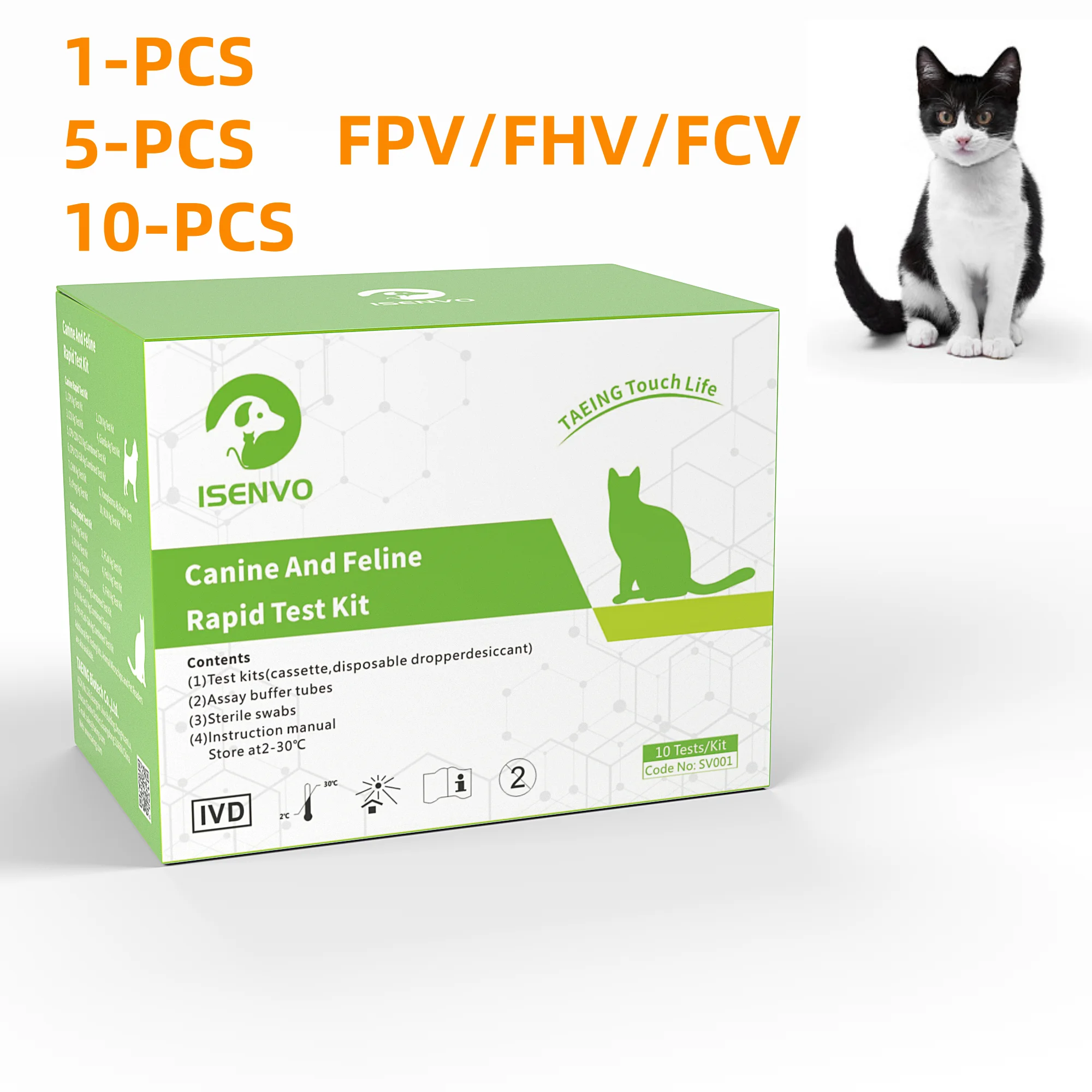 1/5/10 Pcs Feline FPV,FHV,FCV Rapid Home Test Panel Card Health Detection Strip Kit for Cat Distemper Detection Veterinary