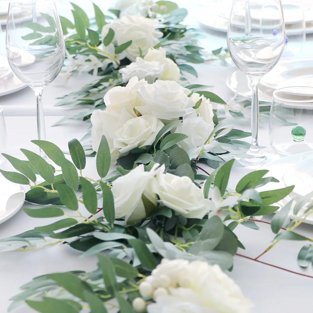 White Artificial Silk Gypsophila Table Flower Garland