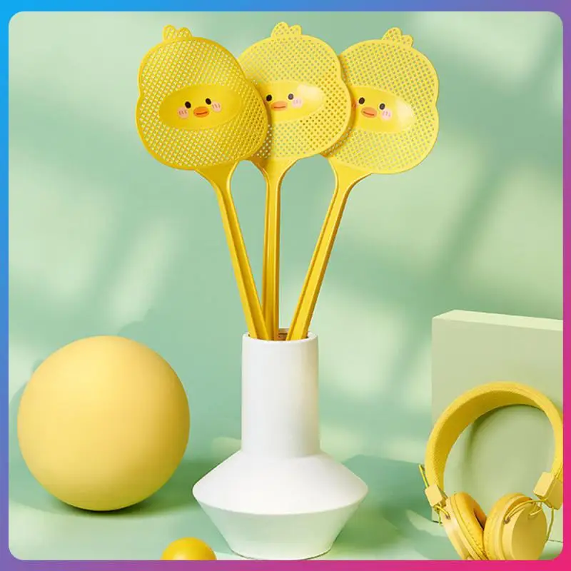 Household Fly Swatters Cute Cartoon Little Mango Yellow Duck Styling Design Lengthened Handle Thickened PE Mosquito Swatter