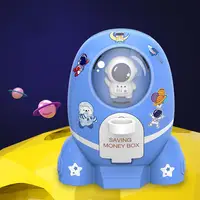 Stylish Cartoon Money Bank Plastic Rocket Piggy Bank Large Capacity Ornament Space Rocket Toy Cartoon Piggy Bank 1