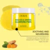 Turmeric Kojic Acid Facial Exfoliating Cleansing Pads Clogged Pores Oil Remover Glow Brighten Daily Lemon Facial Cotton Sponges 4