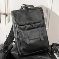 Fashion Men's Backpack Casual Solid Leather Backpack Men High Capacity Travel Backpack Schoolbags Brand Design Back Packs Bags 1