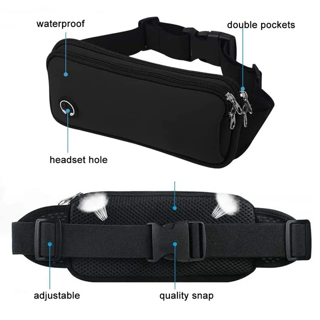 Sports Fanny Pack Women Belt Bag Men Running Waist Bag Phone Black Gym Bags Running Accessories 3