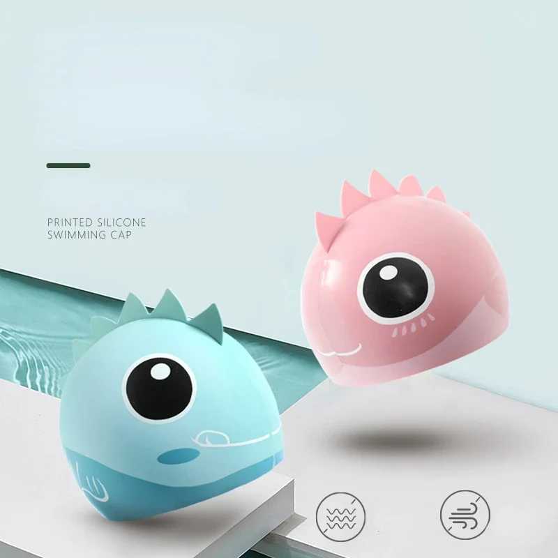 Cartoon Cute Fish Shark Silicone Swimming Cap for Children Protect Ears Swim Hat for Boys Girls Kids Swimming Pool Accessories 2