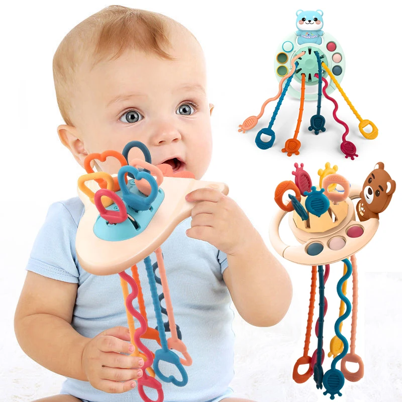 Sonajeros de silicona para bebé, juguetes sensoriales de