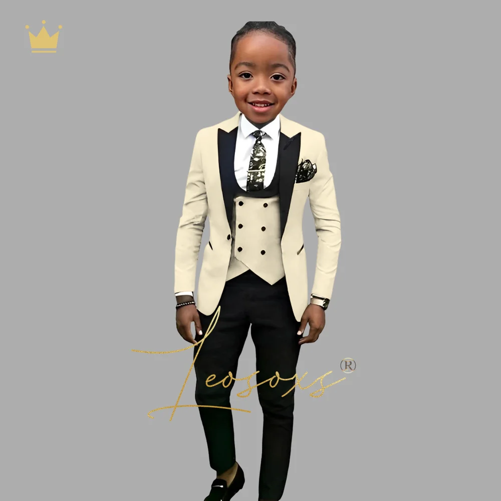 Boys fashion black peak lapel design, (jacket vest and trousers) 3~16 years old children's party birthday wedding suit