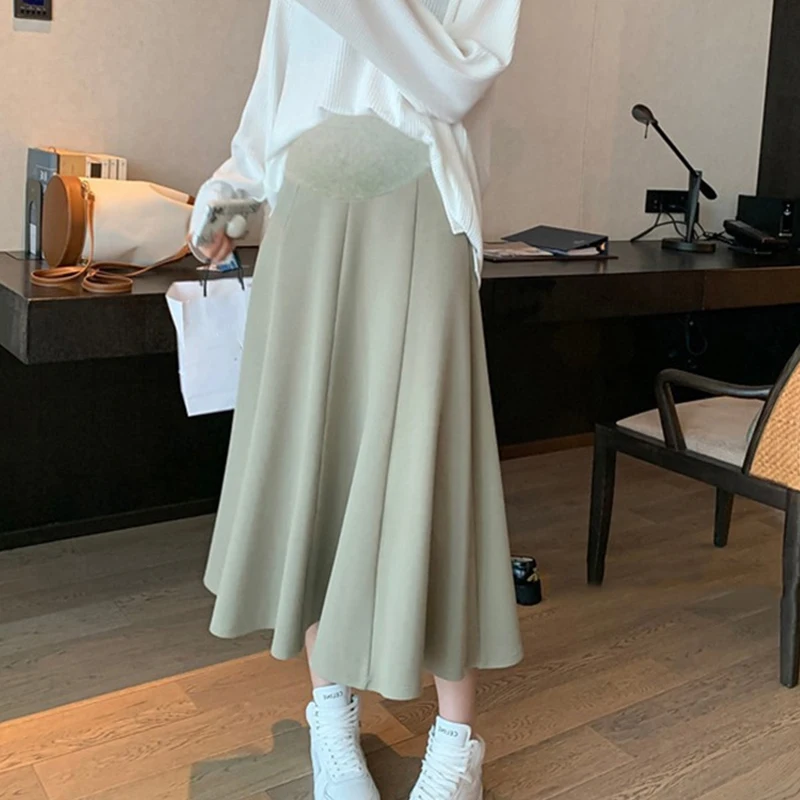 Women Side Splited Chiffon Maternity Skirts Elastic Waist Belly A Line Skirts Clothes for Pregnant Women Spring Summer Pregnancy