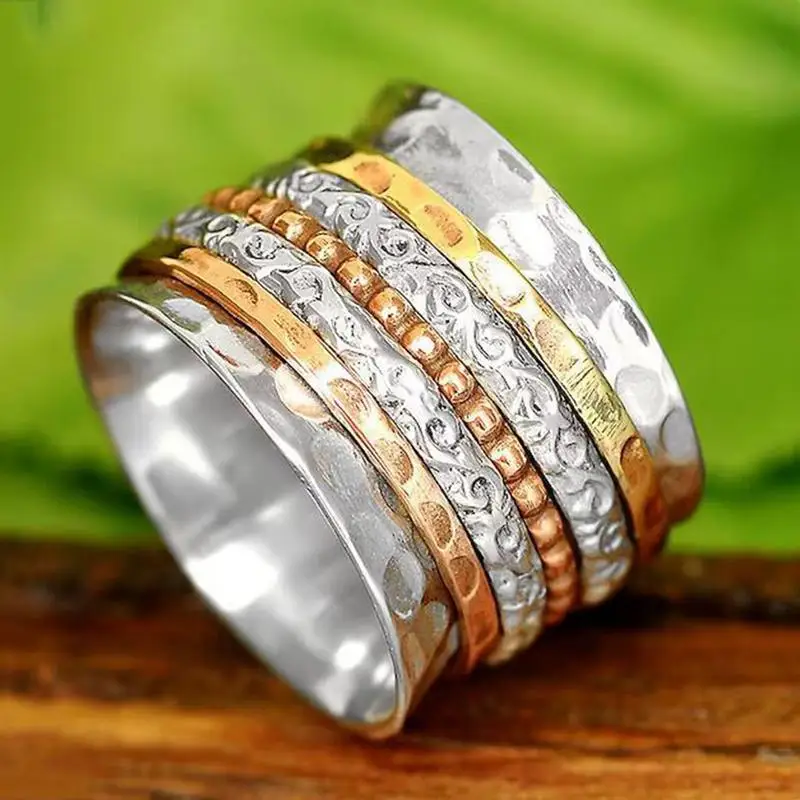 Rotating Ring Spinner Ring For Women Anxiety Reliefs Ring Band Daughter Ring From Mom Adjustable Ring For Women Or Girls 5