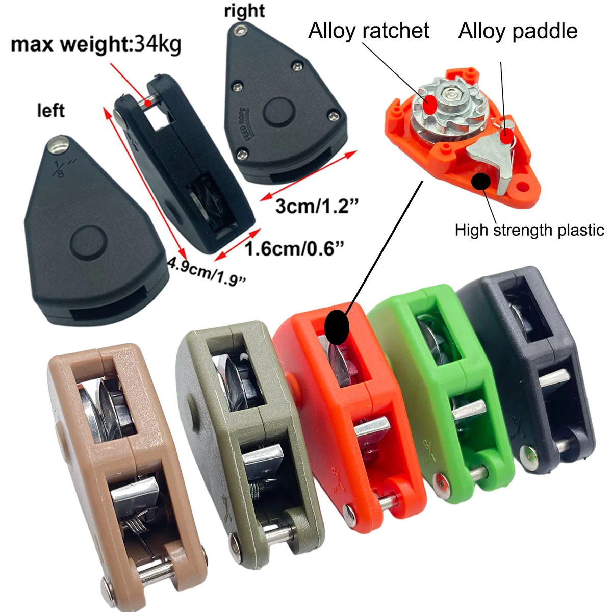 5m 4mm Reflective Camping Tent Wind Rope Tie Down Tightener Fastening Pulley Ratchet Awning Rope Buckle Tent Accessory