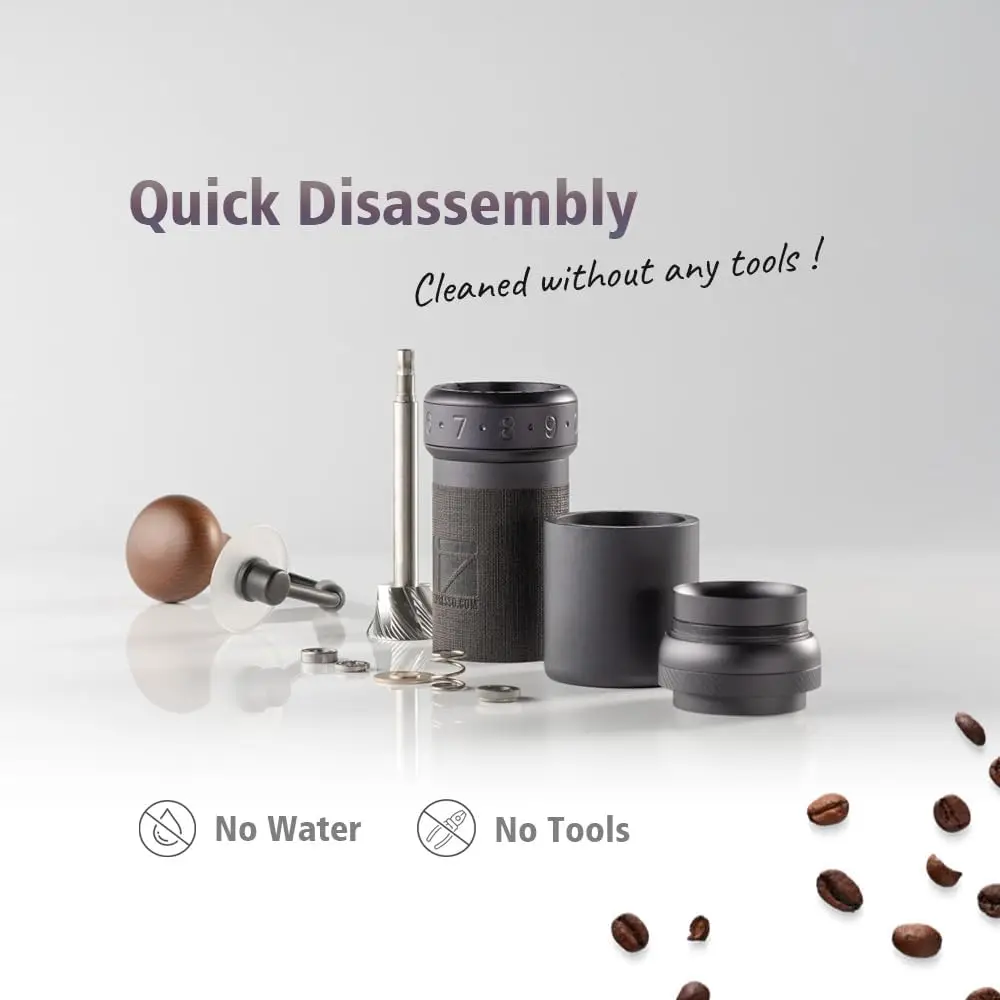 K-Ultra Manual Coffee Grinder Iron Gray with Carrying Case, Assembly Consistency Grind Stainless Steel Conical Burr, Foldable