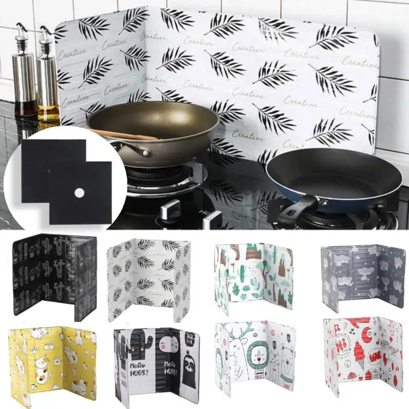 Cooking Frying Oil Splash Screen Cover Anti Splatter Shield Guard Foldable Foil Oil Kitchen Gas Stove Baffle Plate Board