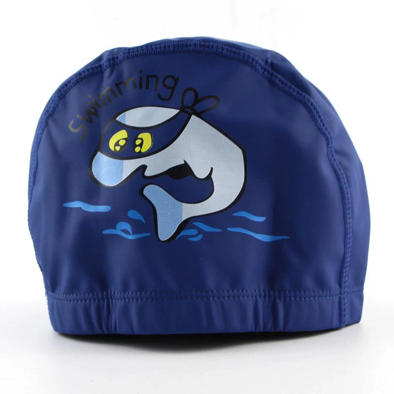 Kids Children Swimming Cap Waterproof PU Fabric Cute Cartoon Animal Dolphin Protect Ears Long Hair Boys Girls Swim Pool Caps Hat 5