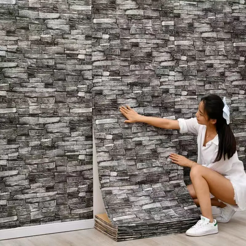 70cmx1/5/10m 3D тухлена шарка Стикер за стена Самозалепващ се панел Водоустойчив тапет за хол Декорация на дома