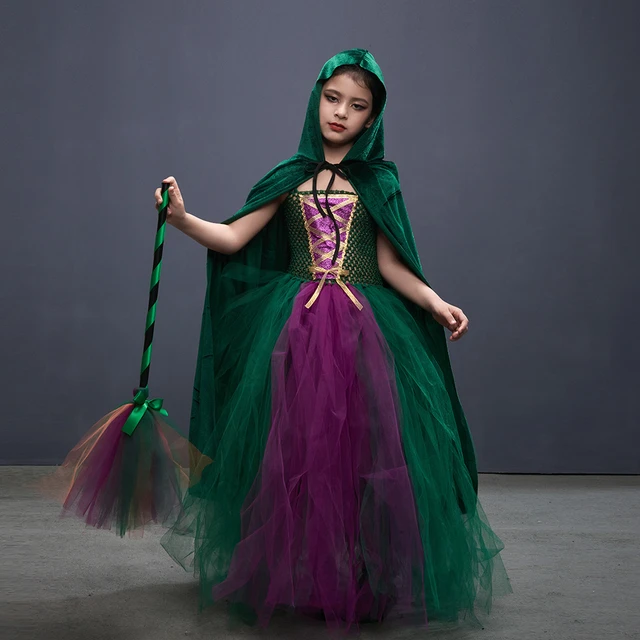 Halloween Sorcière Costume Filles À Manches Longues Solide Princesse Robe  Danse Robes De SoiréE VêTements Robe De Fete Fille Robe Fille Hiver Robe