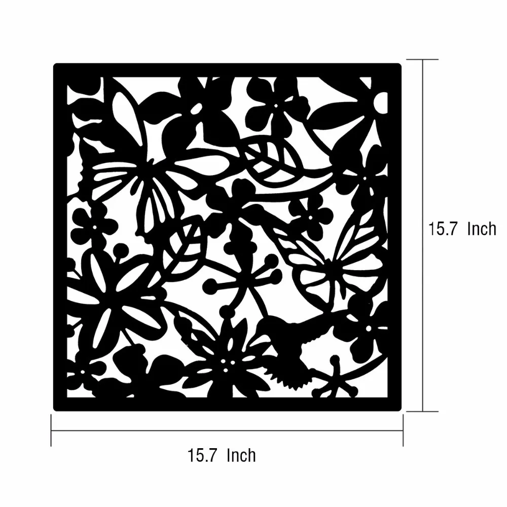 Room Safety Pvc Panel Screen Bird Flower Decoration 15.7"x15.7"x0.032" 12pcs room divider screen