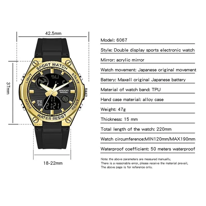 quartz watch digital watch SANDA Brand G Style LED Digital Watch Women Sport Chronograph Lady Quartz Wristwatch 50m Waterproof Female Girl Electronic Clock