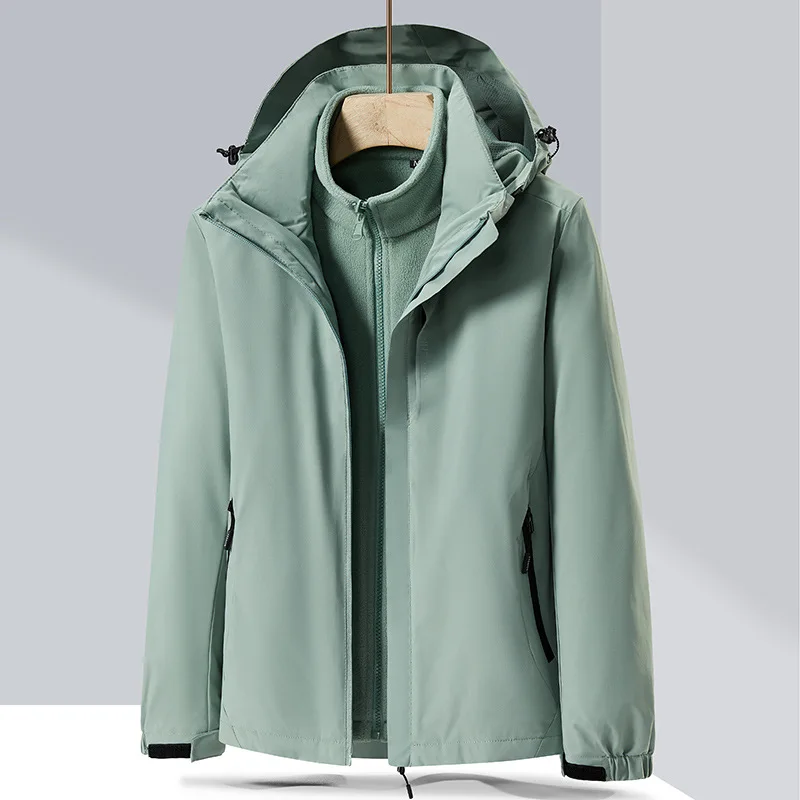 Outdoor Assault Suit Men's And Women's Detachable Two-piece Waterproof Windproof Breathable Mountain Skiing Suit Jacket