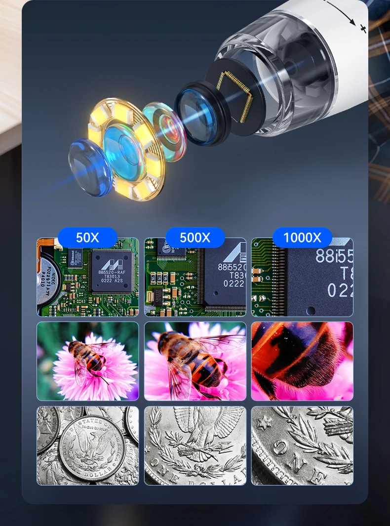 coin microscope with video recording function