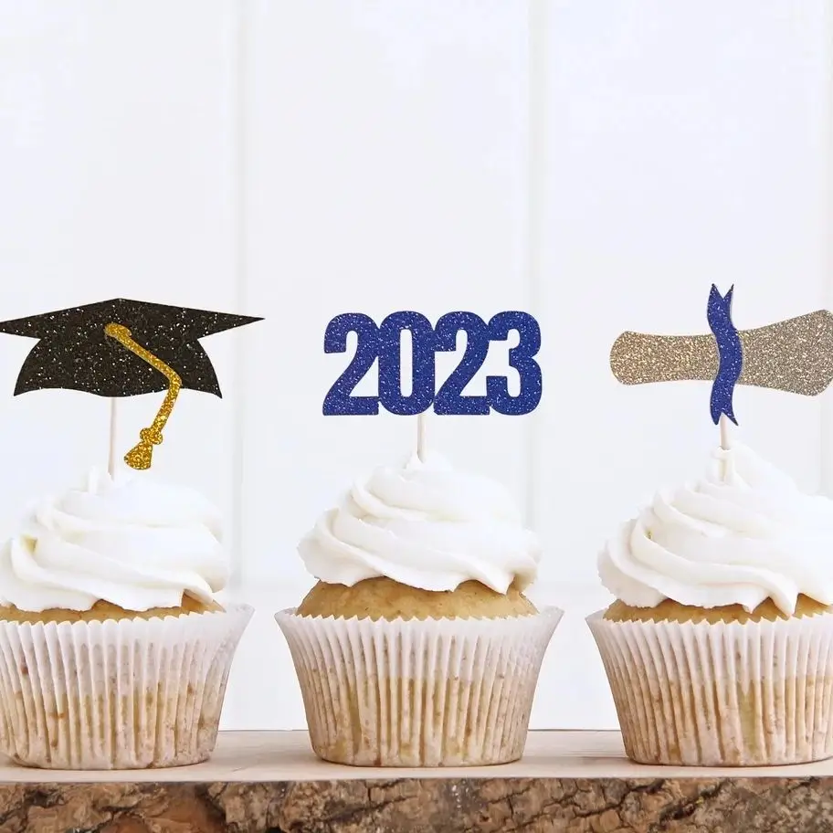 

24 шт. топперы для кексов на выпускной, украшения на выпускной 2024, топперы для кексов, топперы для кексов на выпускной