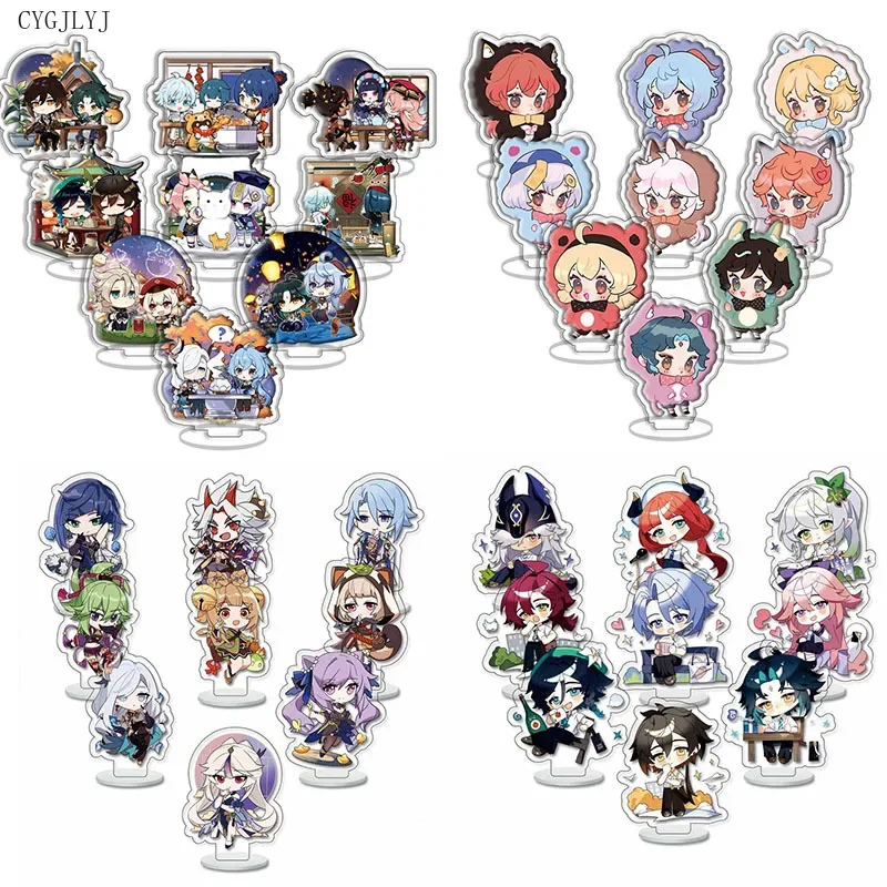 

9pcs/set Impact Acrylic Stand Model Venti Tartaglia Hu Tao Yae Miko Raiden Shogun Figure Toy Keychain Jewelry For Women Men Gift
