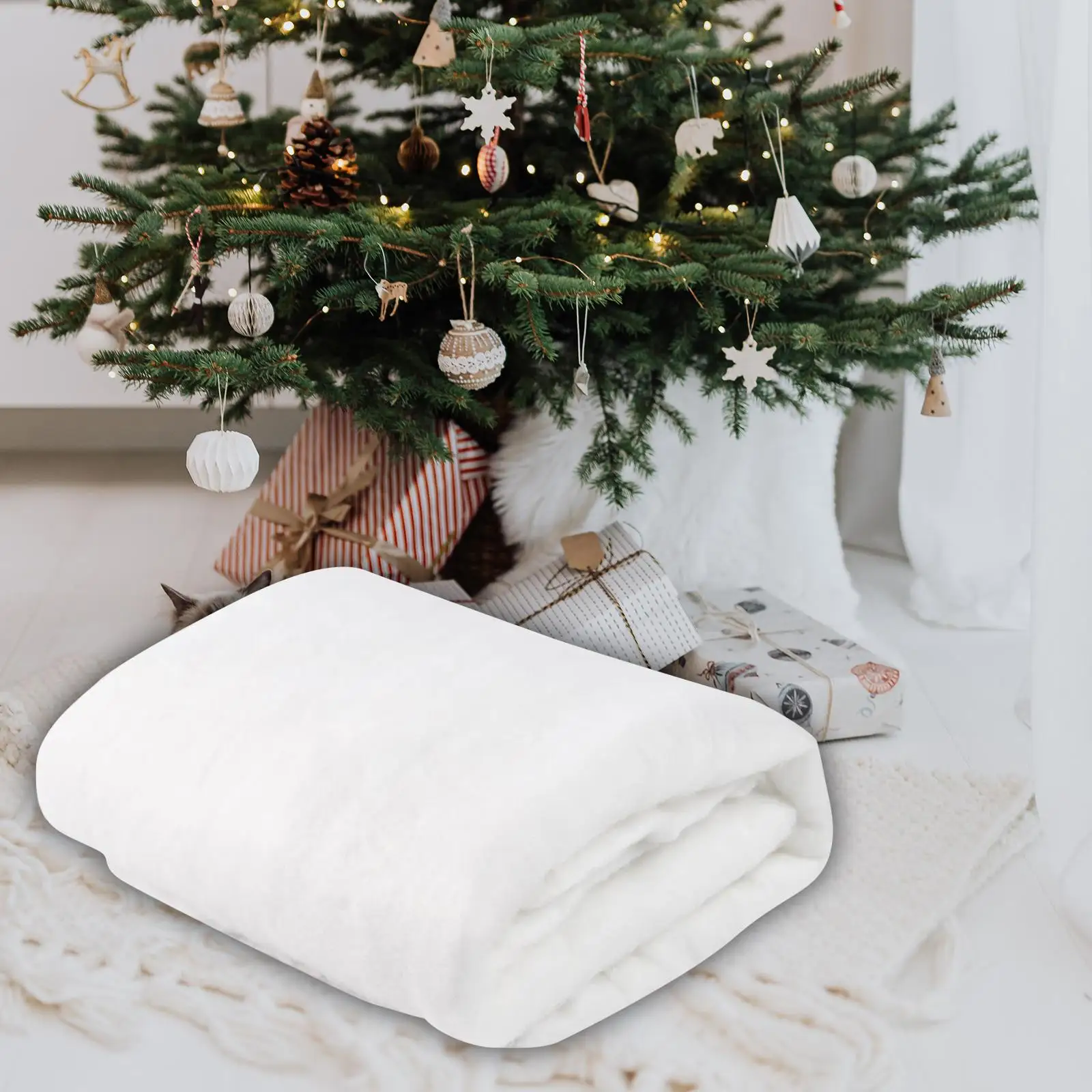 Coperta Da Neve Natalizia 2.6Ft X 8Ft Rotolo Di Neve Artificiale Per Albero Di Natale Sfondo Fotografico Scena Interna Runner Holiday