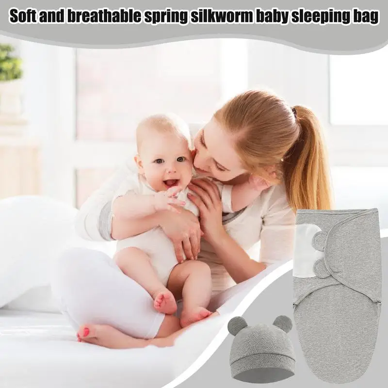 Swaddle Blanket For Newborns Cute Breathable Swaddling Blankets With Hat Comfortable Swaddles For Kids Girls Boys accessories 6
