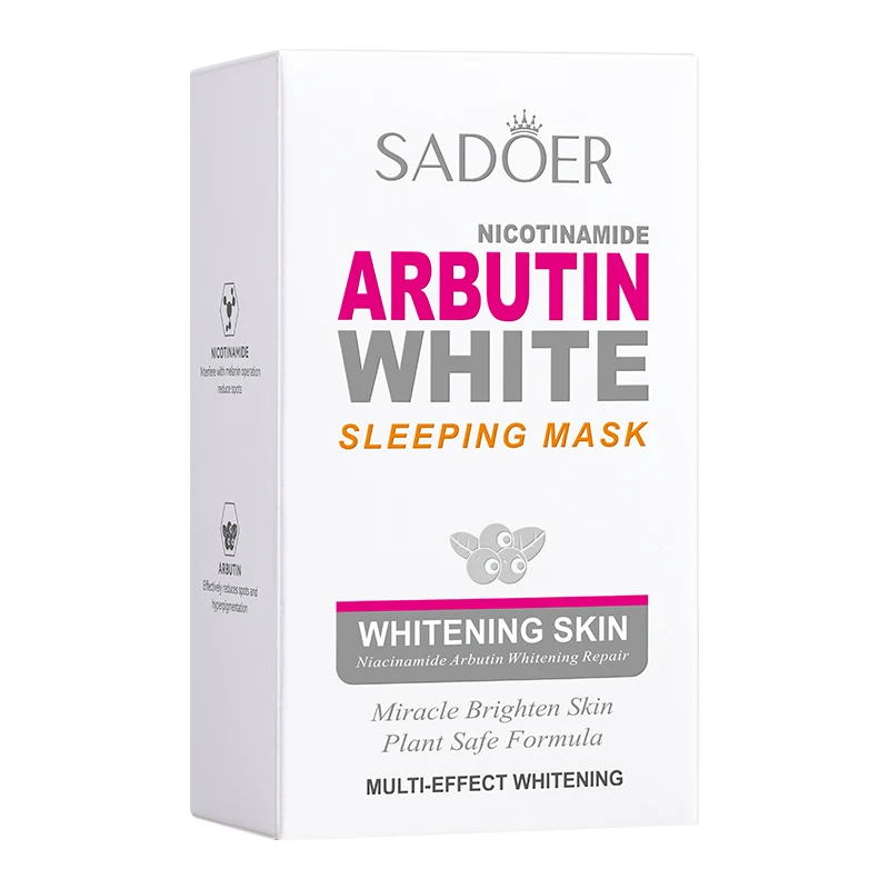 20pcs/box SADOER Arbutin Sleeping Facial Masks Face Moisturizing Anti-aging Whitening Anti Wrinkles Mask Skin Care